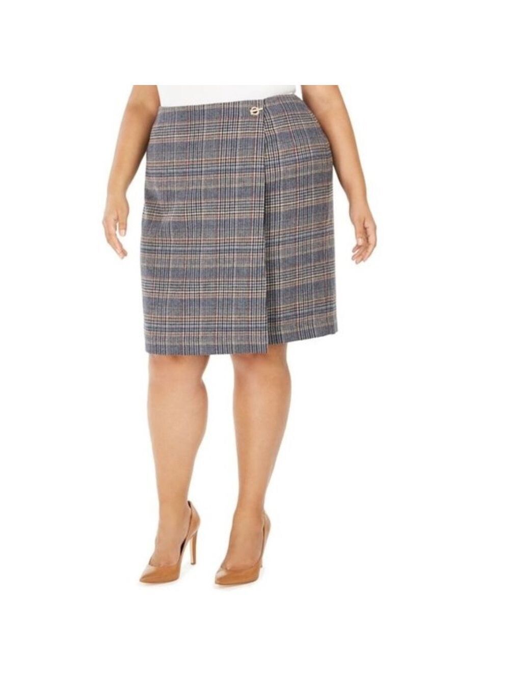 Calvin Klein Plus Size Plaid Tweed Pencil Skirt